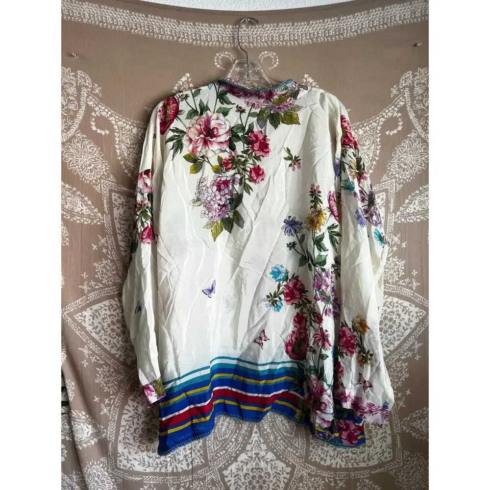 JOHNNY WAS Wilton Silk Button Down Blouse - Picture 10 of 10